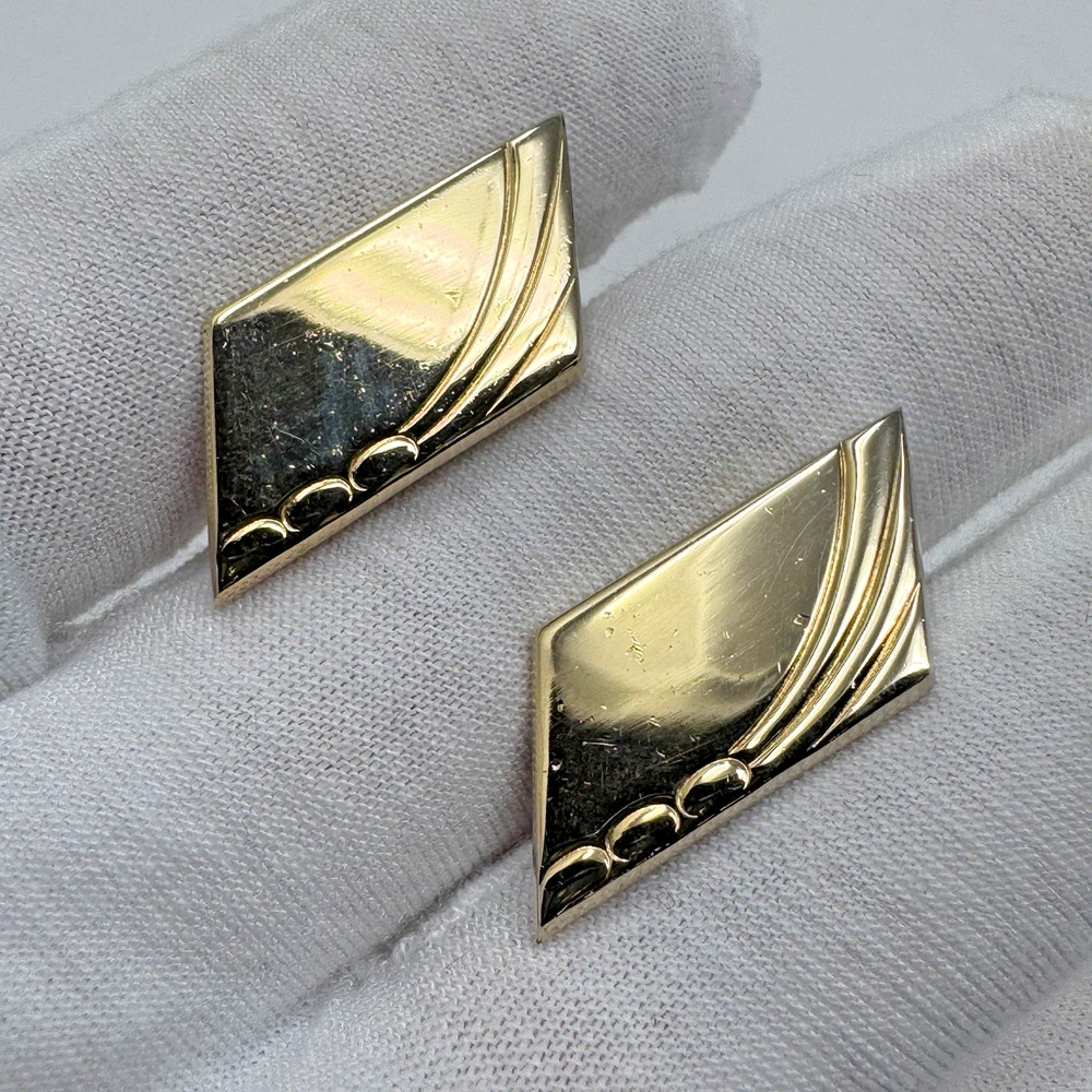 Vintage FOSTER Gold Tone Cufflinks Geometric Art Deco Style 28mm Pair